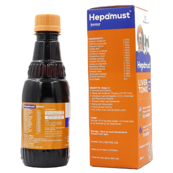 Mankind Hepamust Syrup for Liver Support of Dogs & Cats 200ml