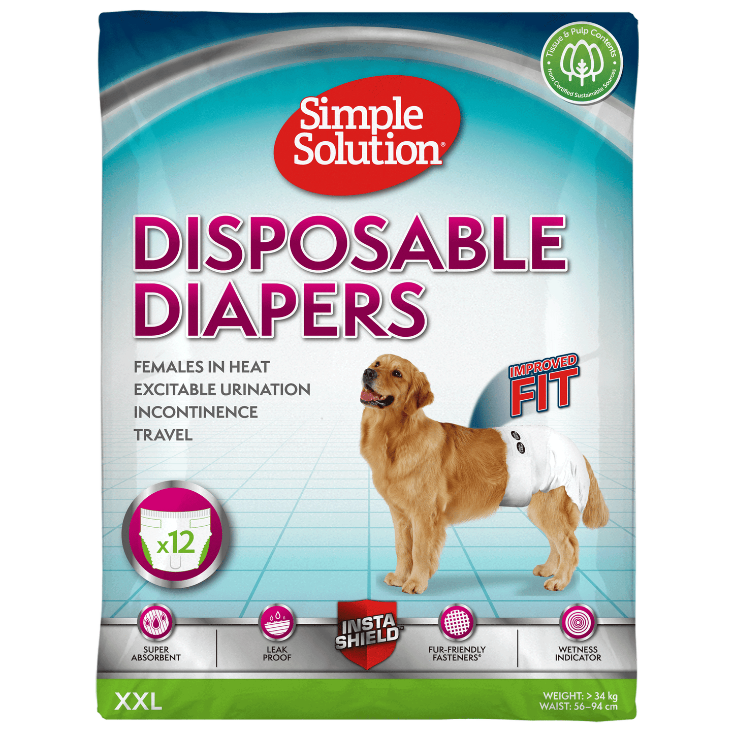 Simple Solution Disposable Diapers for Female Dogs