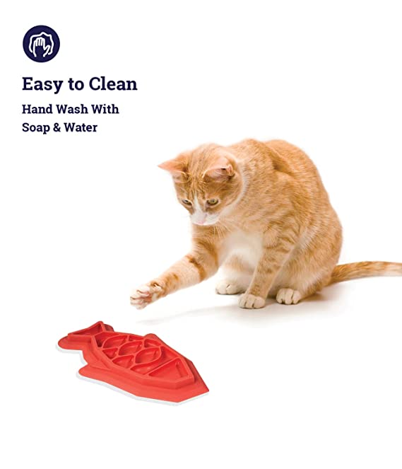 Petstages Fishie Fun Feed Mat Cat Slow Feeder - Pink