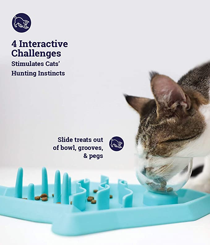 Petstages Hunt N Snack Mat Cat Slow Feeder - Blue