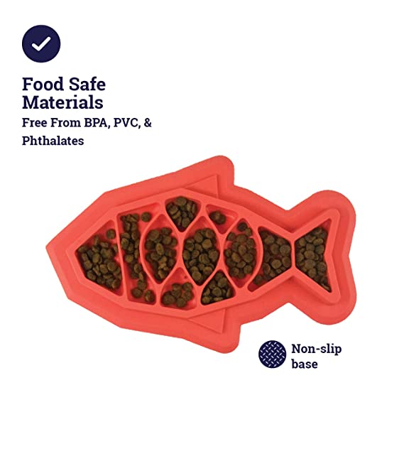 Petstages Fishie Fun Feed Mat Cat Slow Feeder - Pink