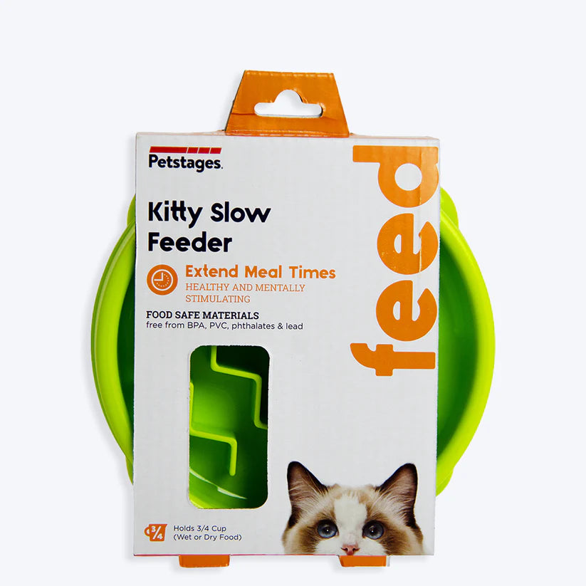 Petstages Kitty Slow Feeder Cat Bowl XS Green