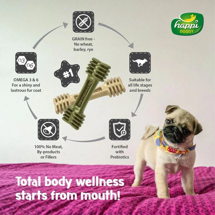 Happi Doggy Vegetarian Dental Chew - Zest - Orange Vegetarian & Sustainable Treat For Dogs 150g