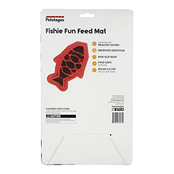 Petstages Fishie Fun Feed Mat Cat Slow Feeder - Pink