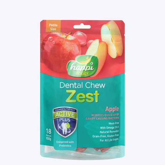 Happi Doggy Vegetarian Dental Chew - Zest - Apple Vegetarian & Sustainable Treat For Dogs 150g