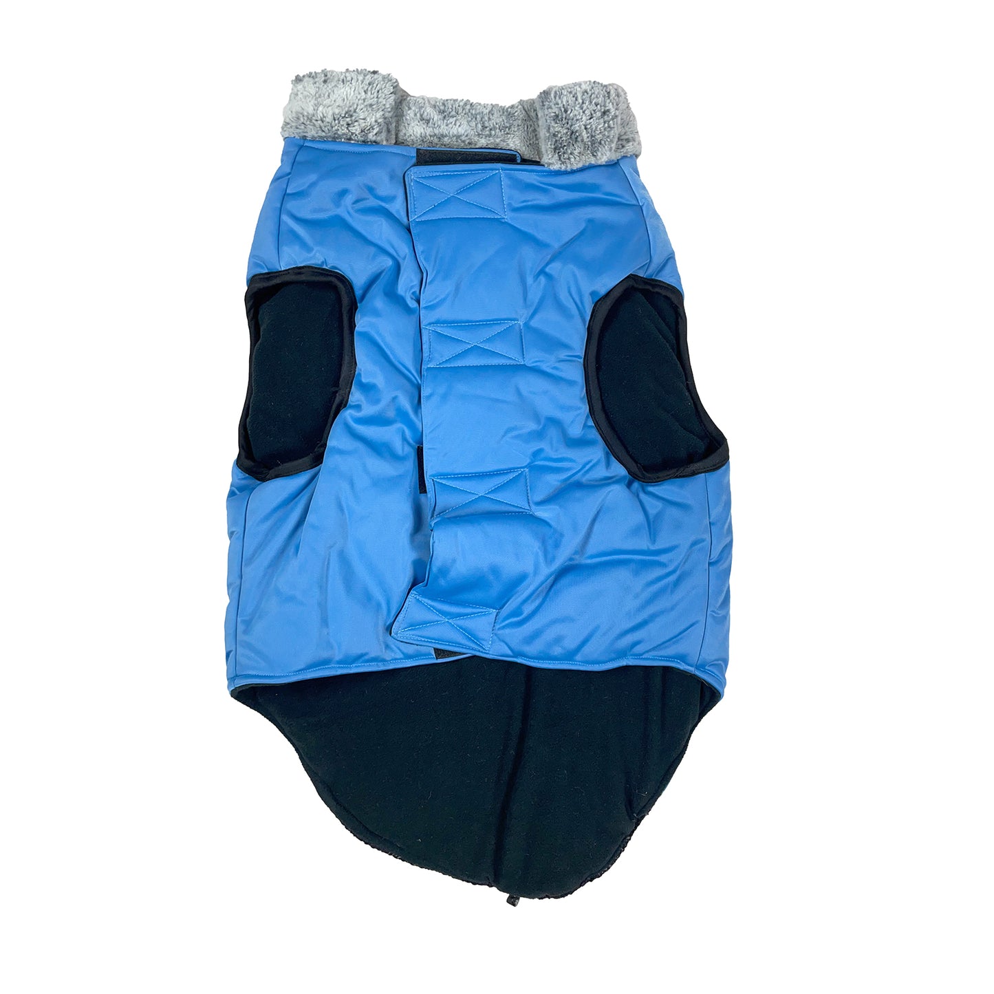 Tails Nation Checkered Solid Jacket with Fur Neck Black & Blue | Warm and Stylish