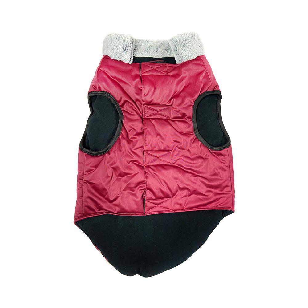 Tails Nation Checkered Solid Jacket with Fur Neck Wine Berry | Warm and Stylish