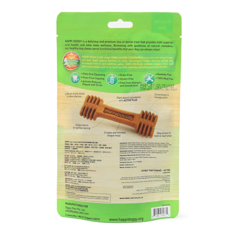 Happi Doggy Dental Chew Care (Skin and Coat Support) Honey & Coconut Oil Vegetarian & Sustainable Treat For Dogs 150g