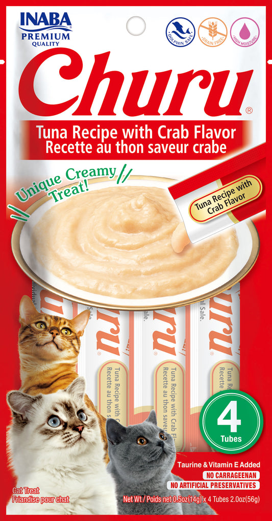 Inaba Churu Creamy Tuna Recipe With Crab Flavor Grain Free Treat For Cats 14g x 4 Tubes