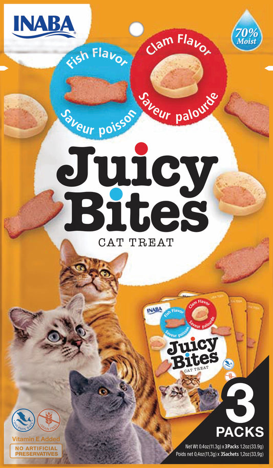 Inaba Juicy Bites Fish & Clam Flavor Grain Free Cat Treat