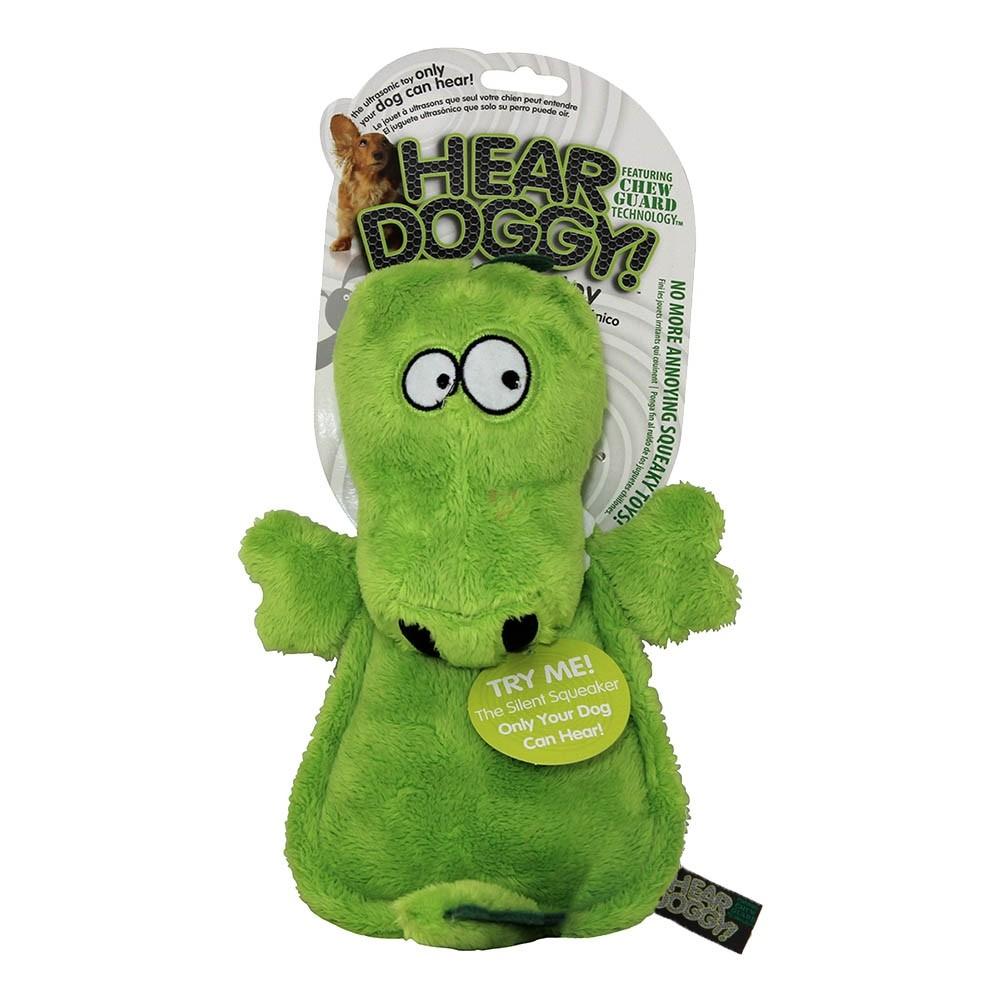 goDog Silent Squeak Flips Chew Guard Gator Monkey Dog Toy, Small