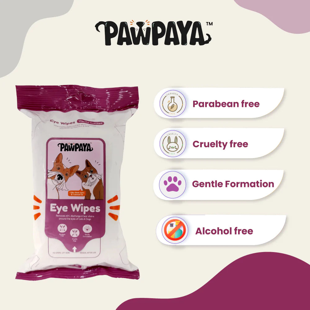 Pawpaya Eye Wipe Vegan & Cruelty-Free For Dogs & Cats 25 Pull Pack