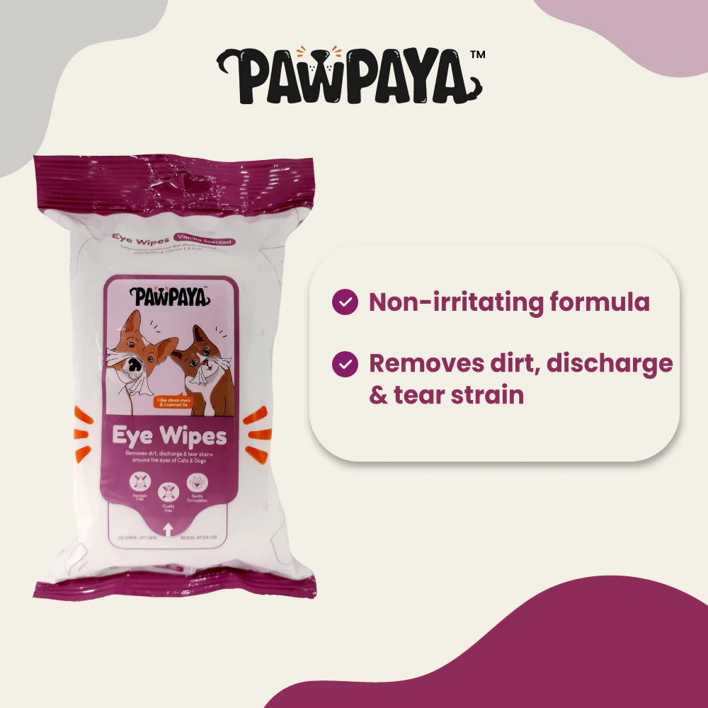 Pawpaya Eye Wipe Vegan & Cruelty-Free For Dogs & Cats 25 Pull Pack