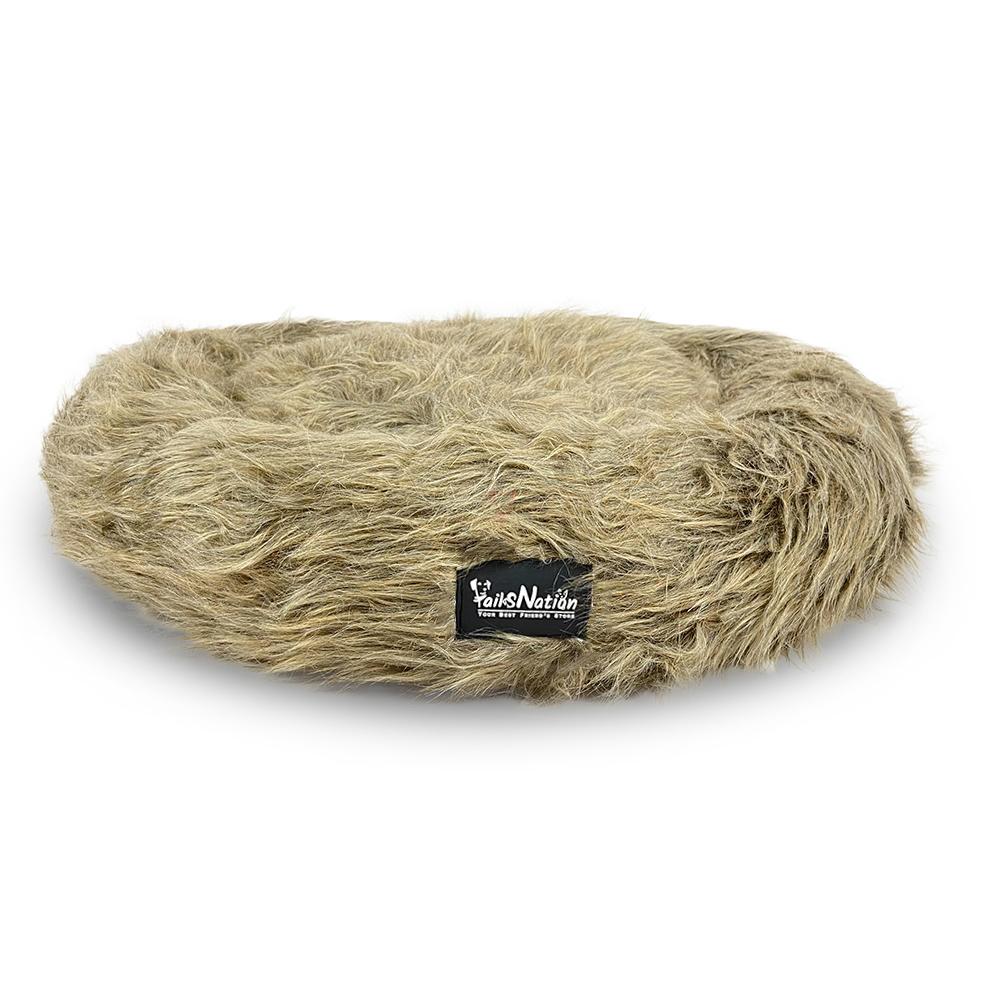 round fur bed