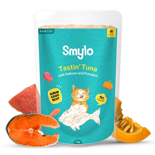 Smylo Adult Tuna Salmon & Pumpkin, Fresh & No-Preservative Wet Cat Food 70g