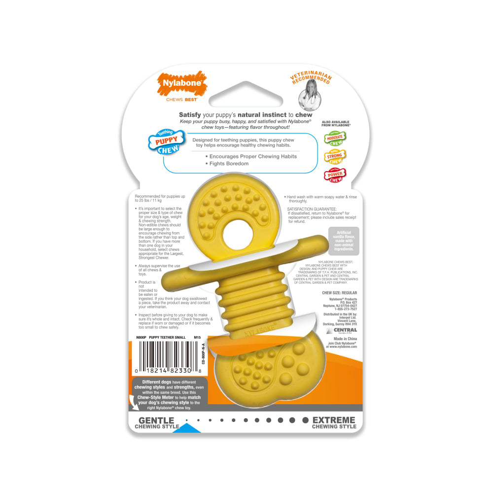 Nylabone Puppy Chew Natural Rubber Vanilla Flavor Textured Teether Chew Toy Small 11kg