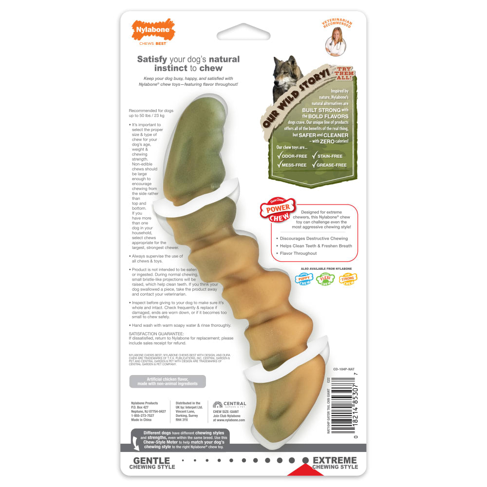 Nylabone Power Chew Gator Tail Alternative Chicken Flavor Chew Toy For Up To 23kg Dogs 19cm x 2cm x 3cm