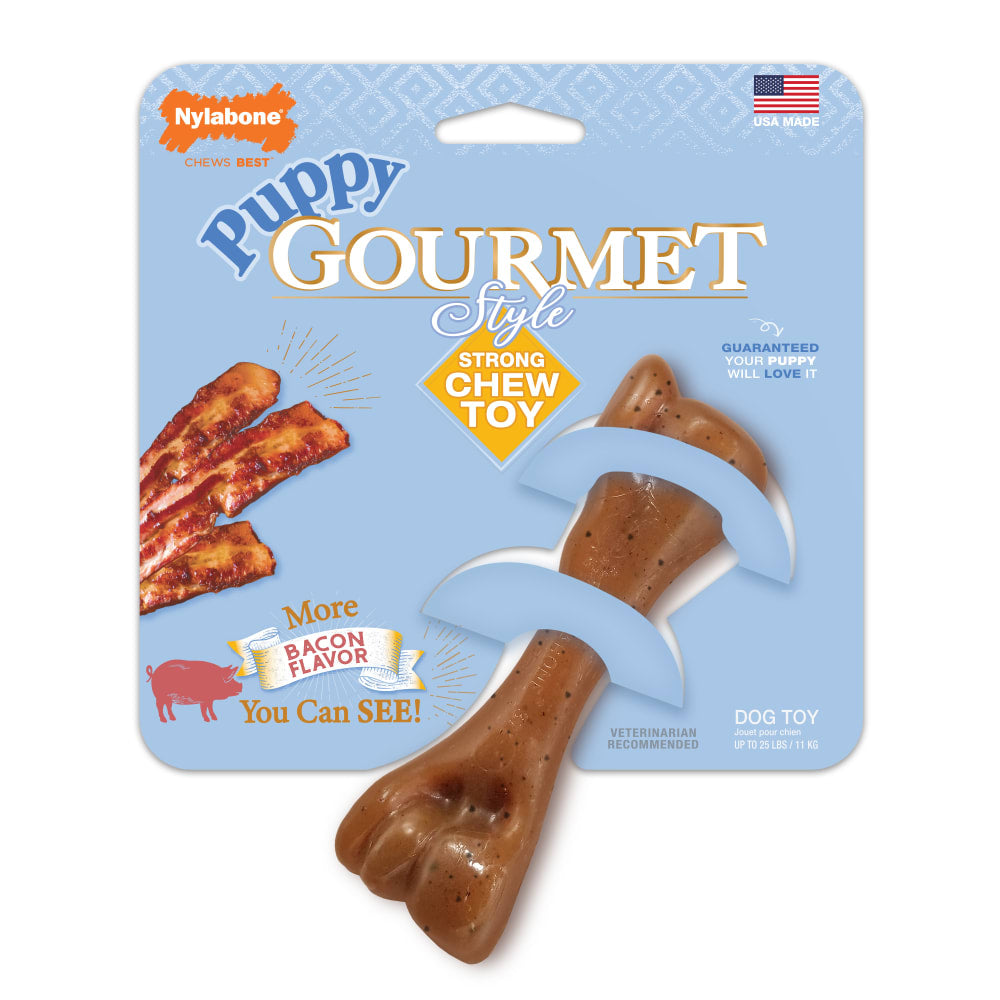 Nylabone Strong Chew Gourmet Style Femur Puppy Chew Toy Bacon Flavor Small 3.2 x 12 x 2.8cm