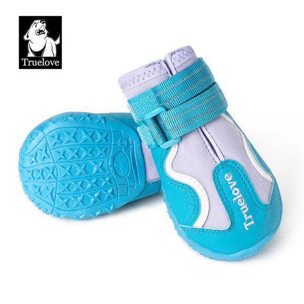 Truelove Reflective Waterproof Anti-Slip Dog Shoes with TPR Sole - Algiers Blue/Lavender (Set of 4)