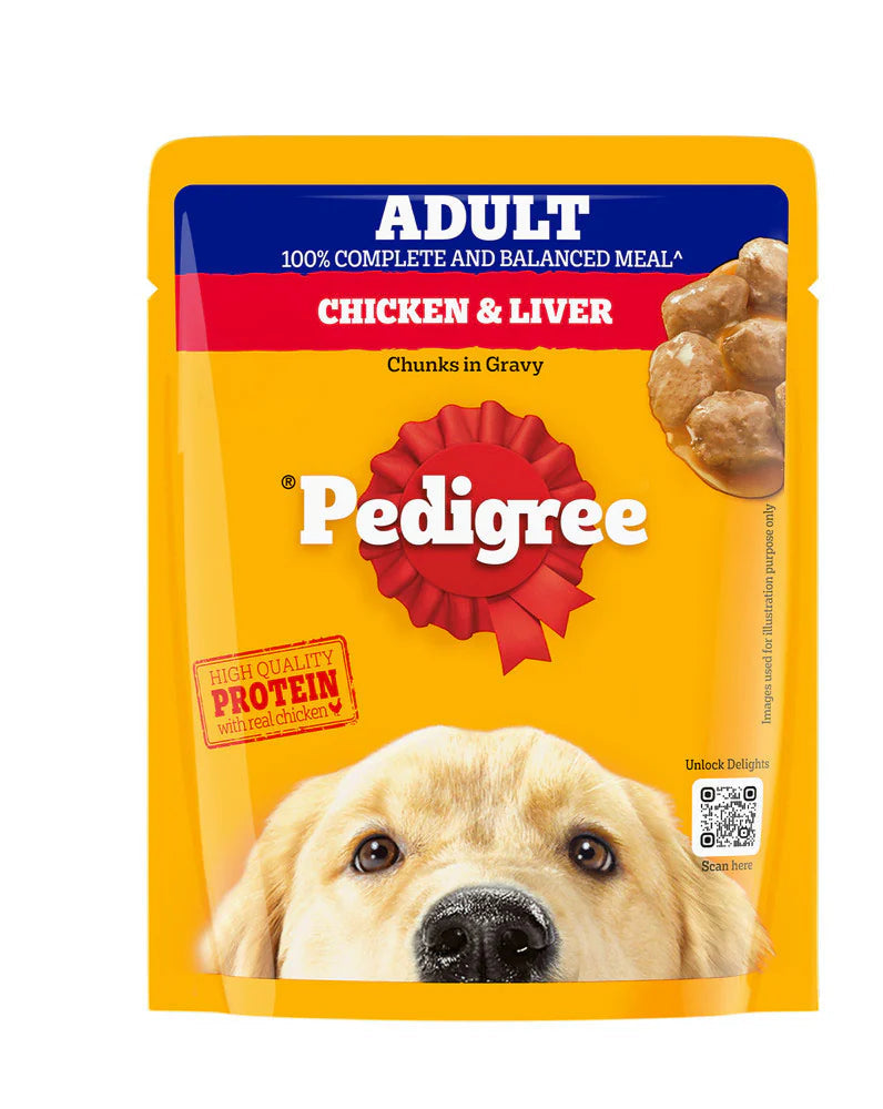 Pedigree Adult Wet Dog Food Chicken & Liver Chunks in Gravy 70gx7=490g