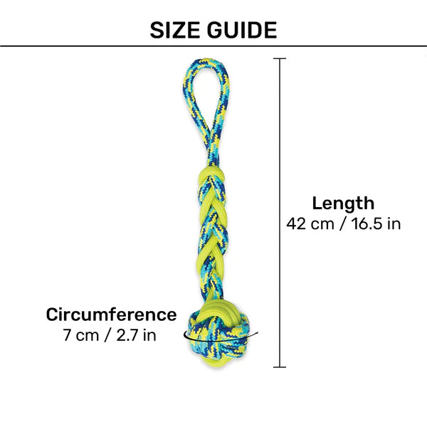 Zeus Rope & TPR Ball Tug Toy (7cm x 42cm)- Assorted Colors