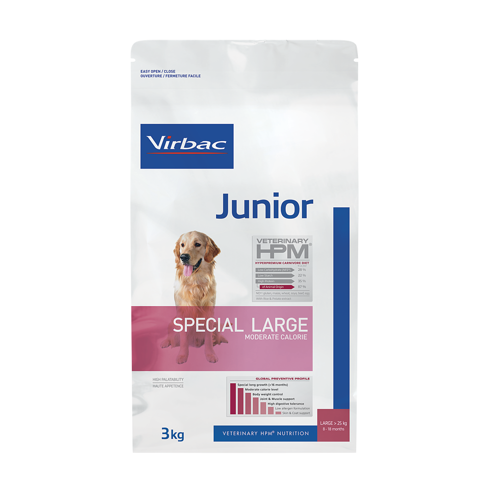Virbac Veterinary HPM Special Large Breed (Moderate Calorie) Junior Dog Dry Food 3kg