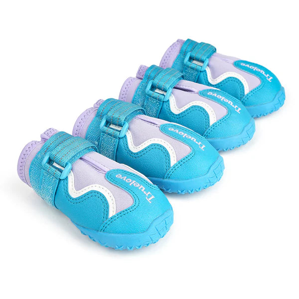 Truelove Reflective Waterproof Anti-Slip Dog Shoes with TPR Sole - Algiers Blue/Lavender (Set of 4)