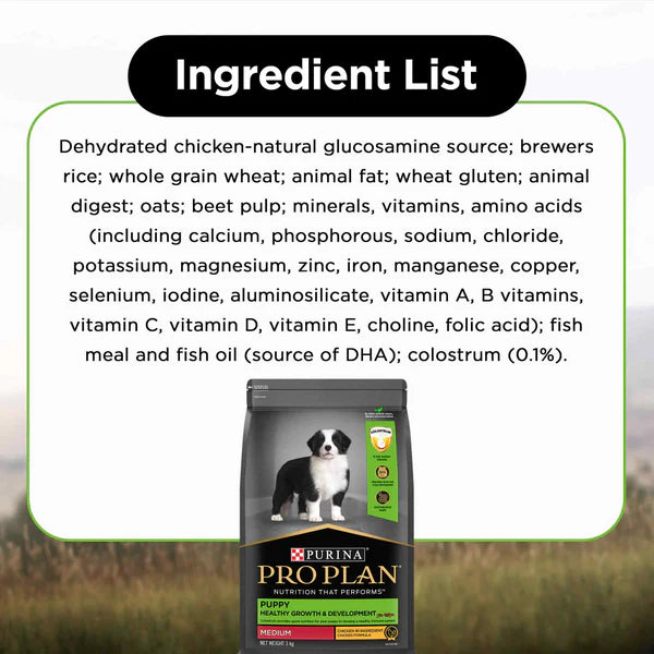 Purina Pro Plan Chicken Medium Breed Puppy Health Growth & Development Dog Dry Food 3kg