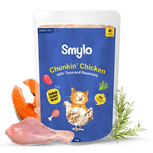 Smylo Adult Chicken Tuna & Rosemary, Fresh & No-Preservative Wet Cat Food 70g
