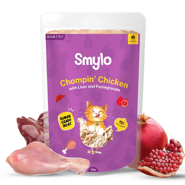 Smylo Adult Chicken & Liver, Pomegranate, Fresh & No-Preservative Wet Cat Food 70g