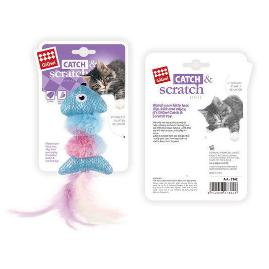 Gigwi Catch & Scratch Catnip Fish Cat Toy 15.24 x 6.99 x 2.54cm