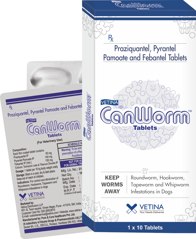 Vetina Canworm Tablet Dewormer for Cats 1 x 10 Tablets