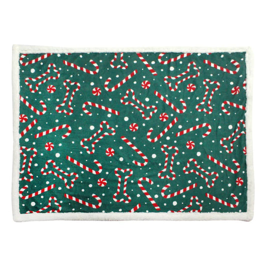 Pawpourri Candy Cane Xmas Blanket For Dogs & cats I Size- 30x40''