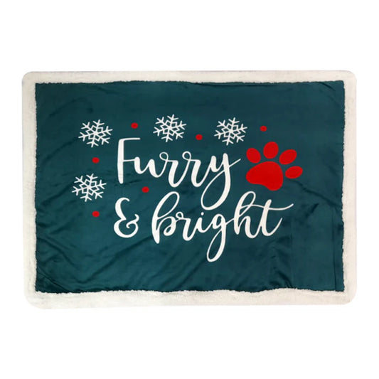 Pawpourri Furry & Bright Xmas Blanket For Dogs & cats I Size- 30x40''