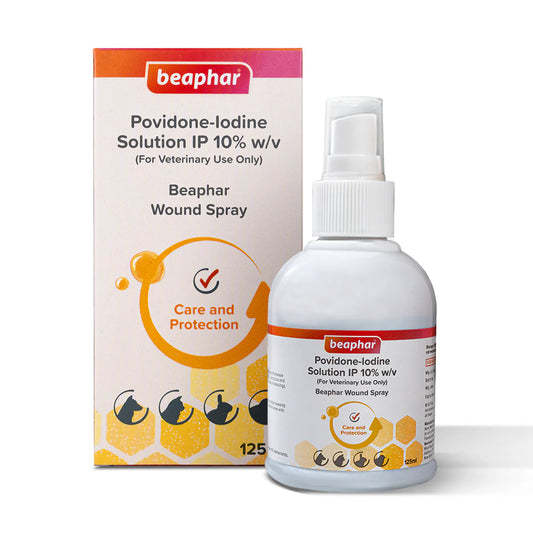 Beaphar Povidone Iodine Wound Healing Spray for Dogs Cats And Small Animal 125ml