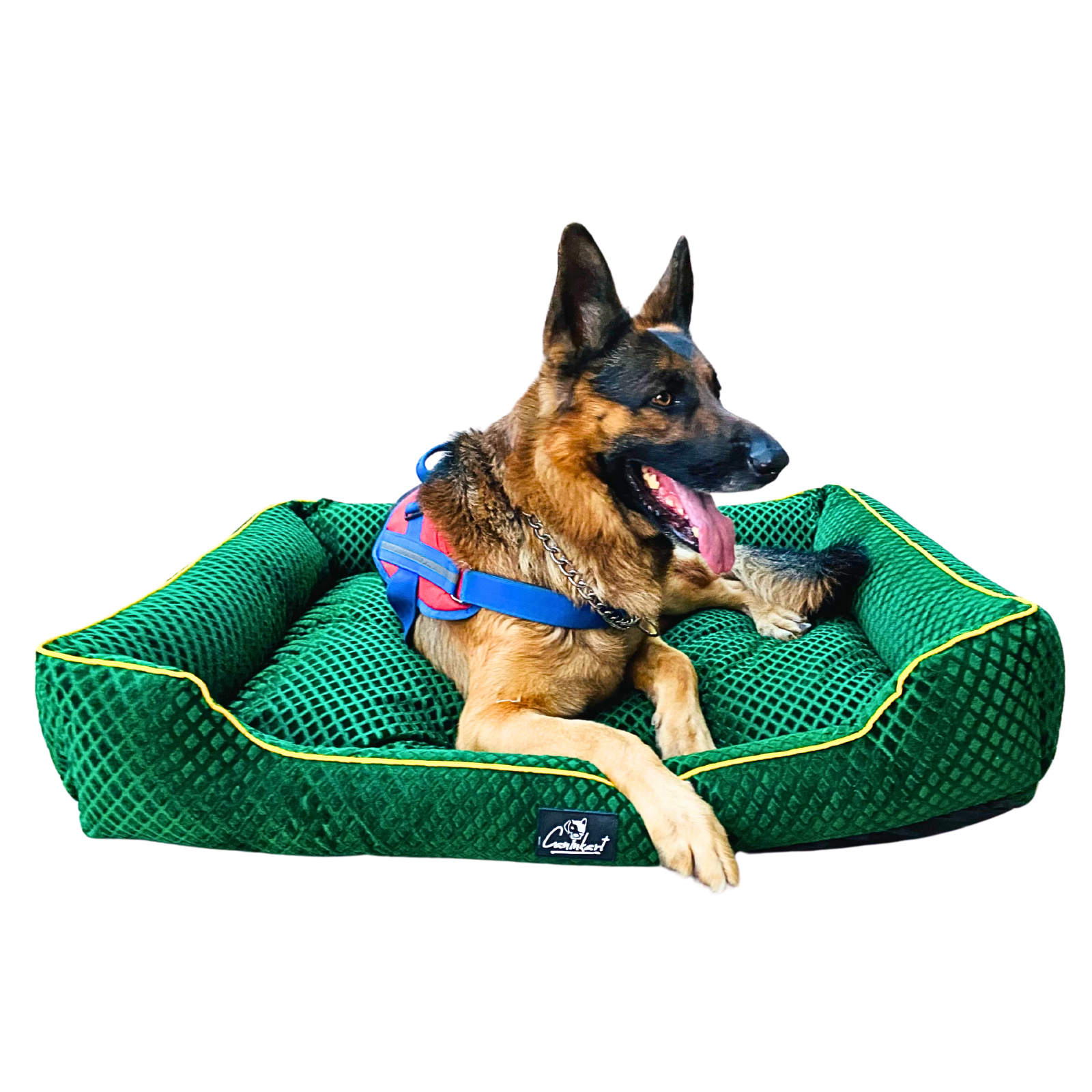 Caninkart Premium Pattern Lounger Bed Green For Dogs
