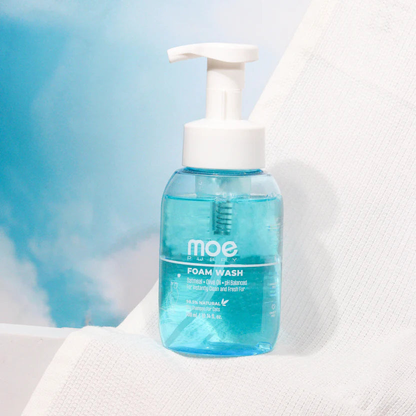 Moe Puppy Foam Wash Dry Shampoo for Cats | Safe for Kittens Cruelty Free and Plant Based Formula 300ml