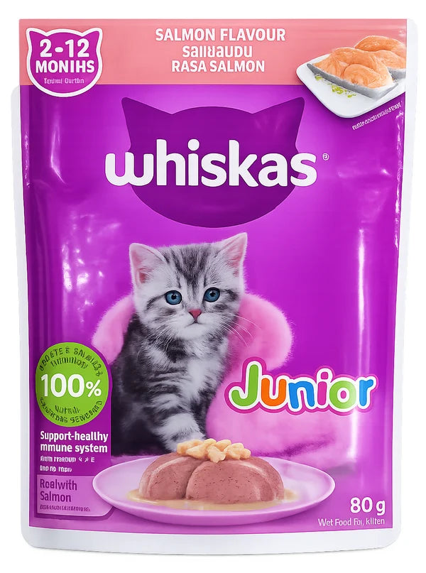 Whiskas Salmon Flavour Kitten 2-12 Months Wet Food 80g