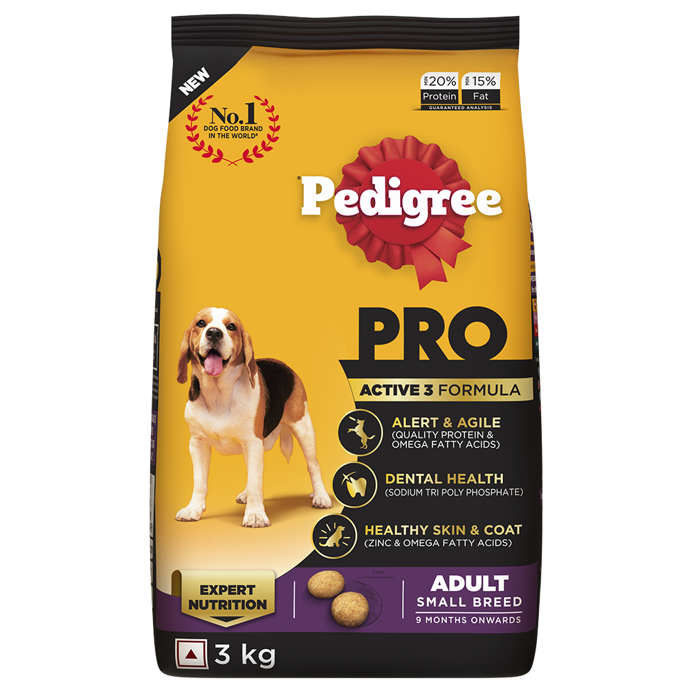 Pedigree PRO Adult Small Breed Dry Dog Food (9 Months Onwards) 3Kg