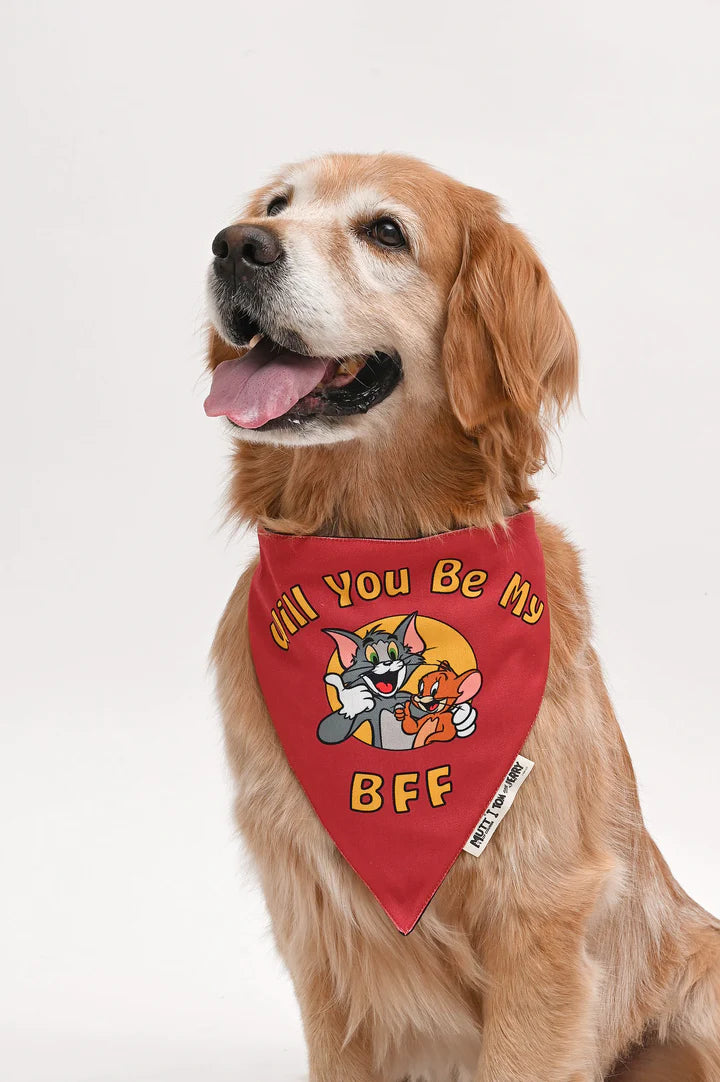 Mutt of Course Tom & Jerry Will You Be My BFF Bandana For Dogs