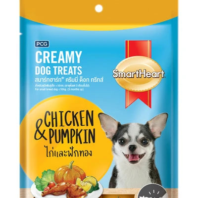 SmartHeart Creamy Dog Treats Chicken and Pumpkin 15gx4 (Pack of 12)