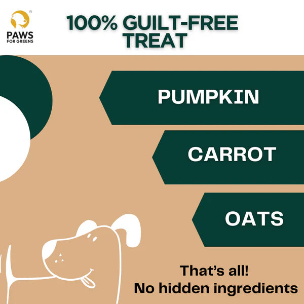 Paws For Greens Dog Treat Plant-Based Delicious Veg Biscuits for Pet with Carrot and Pumpkin 100gm
