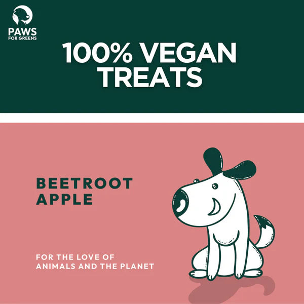 Paws For Greens Dog Treats Plant-Based Healthy Vegan Biscuits for Dogs with Beetroot and Apple 100gm
