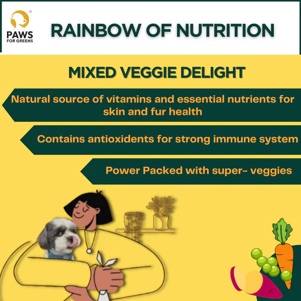 Paws For Greens Veg Ready to Eat Wet Dog Food Plant and Based Vegan Pet Food Preservative-Free Mix Veg 200gm