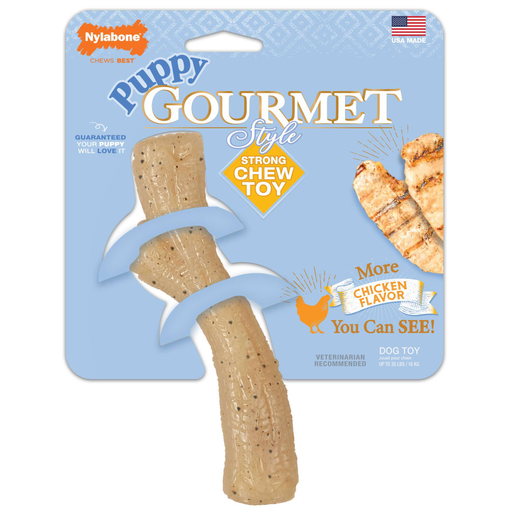 Nylabone Strong Chew Gourmet Style Stick Puppy Chew Toy Chicken Flavor Medium 3 x 13 x 2cm