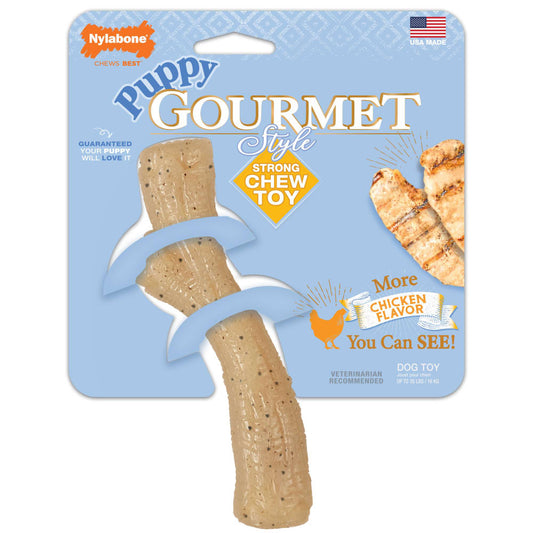 Nylabone Strong Chew Gourmet Style Stick Puppy Chew Toy Chicken Flavor Medium 3 x 13 x 2cm