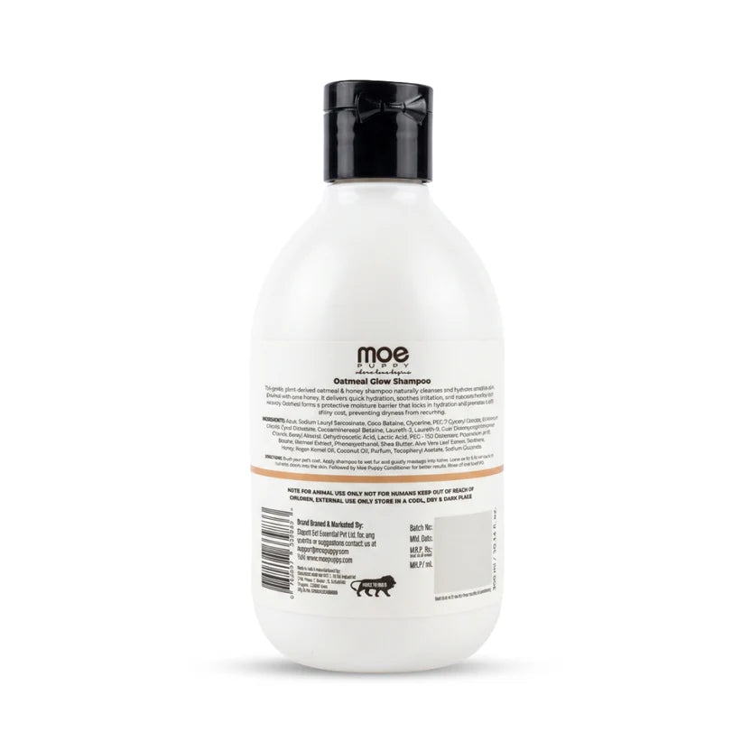 Moe Puppy Oatmeal Glow with Oatmeal and Honey Cruelty Free and Plant Based Formula Shampoo For Dogs & Cats 300ml