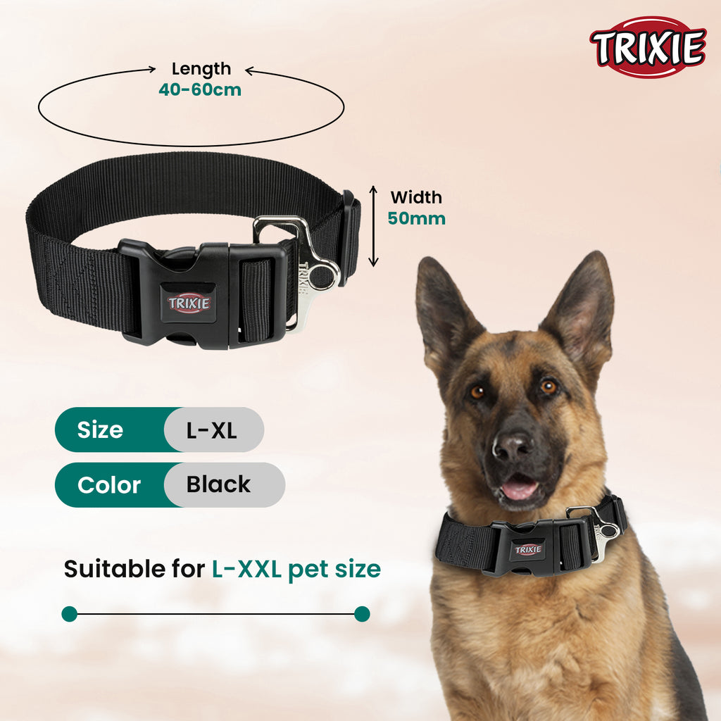 Trixie Extra Wide Premium Collar Black L-XXL 55-80cm/50mm