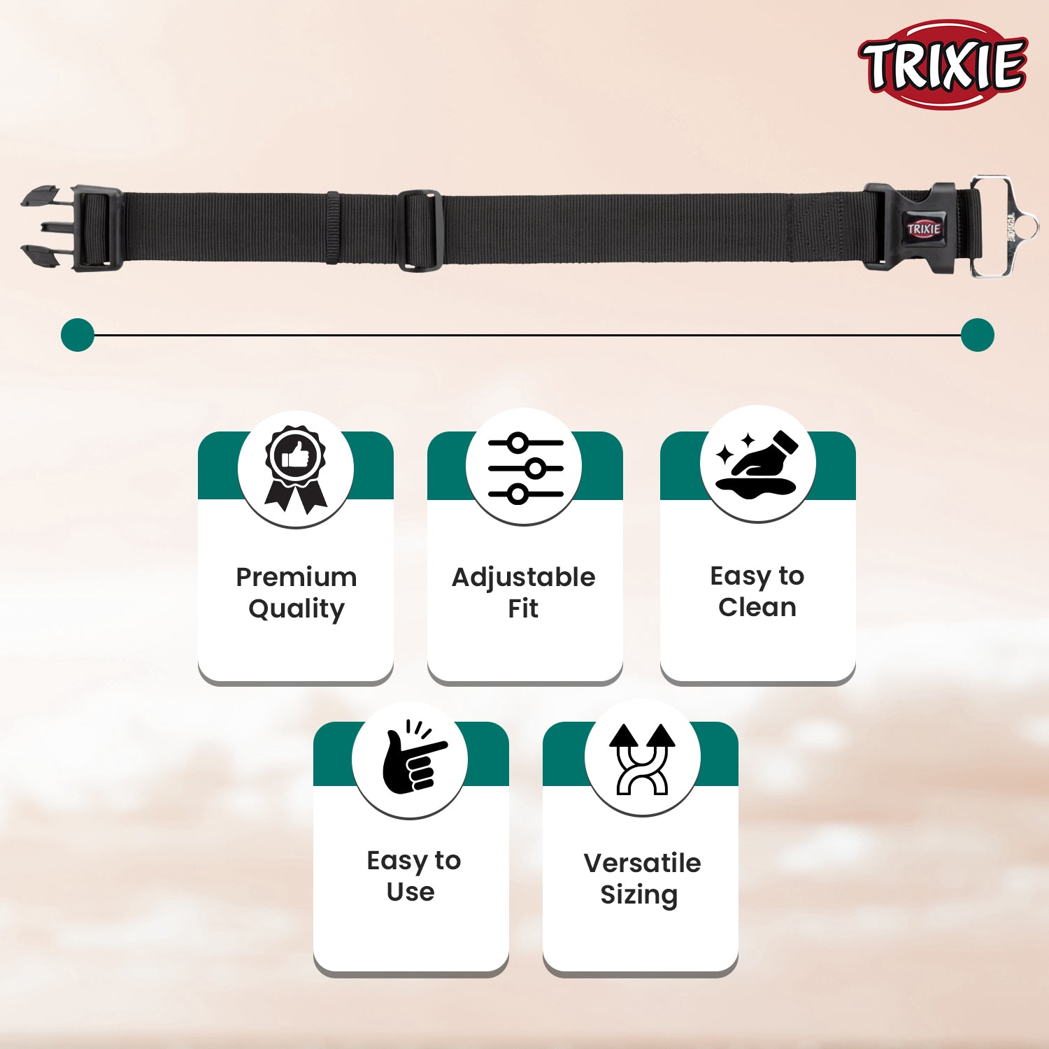 Trixie Extra Wide Premium Collar Black L-XXL 55-80cm/50mm
