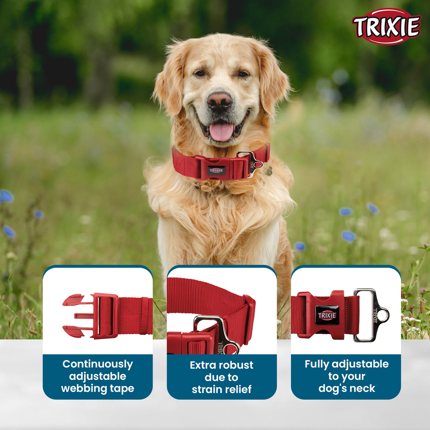 Trixie Extra Wide Premium Collar Red M-L 40-60cm/50mm